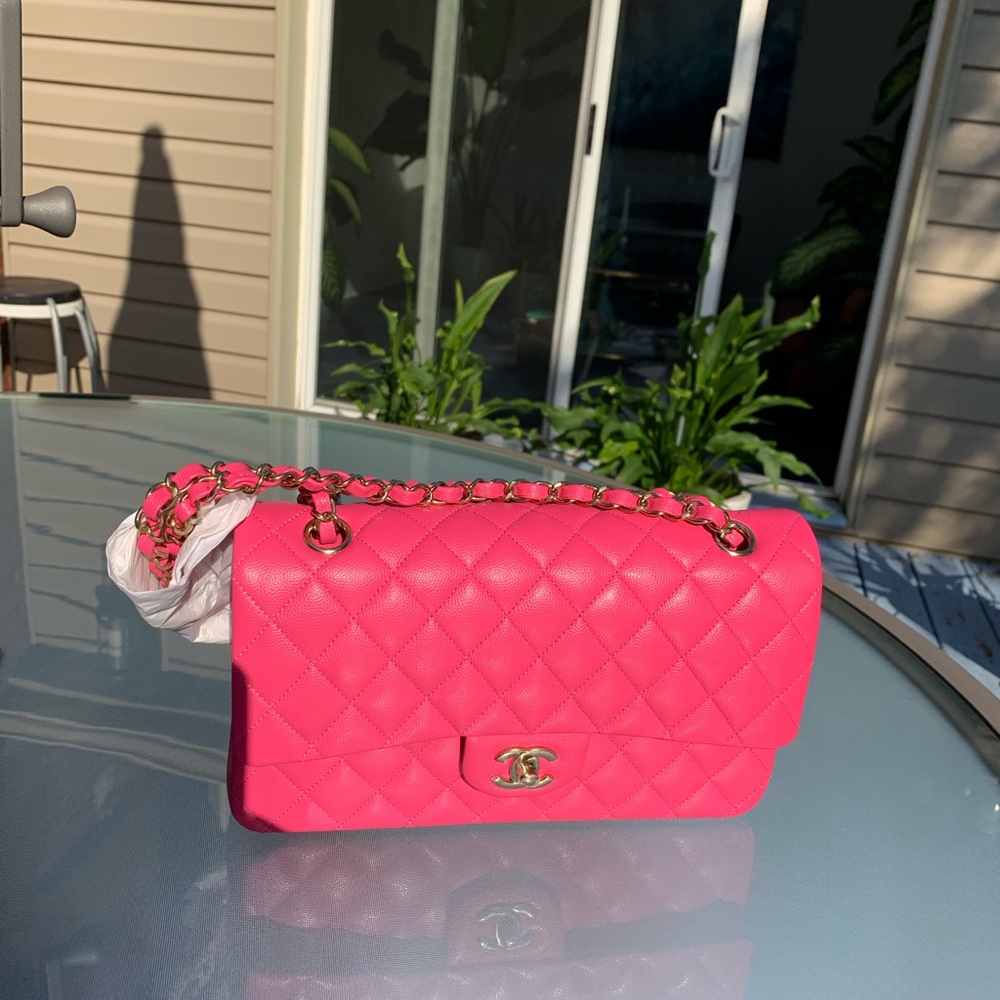 CHANEL Medium Classic Double Flap Bag Pink NK289 Caviar LGHW 22K New /r… - Picture 2 of 15